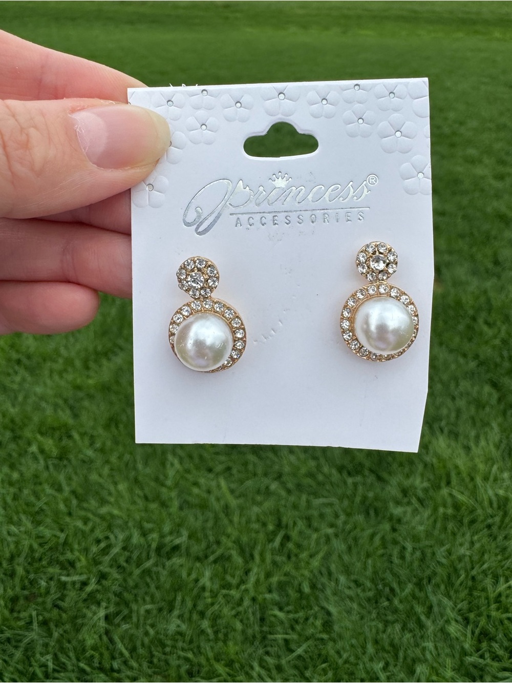 $12 or 3/$30! Princess Accessories Gold Tone Faux Pearl & Crystal Drop Earrings